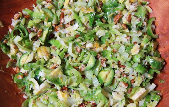 Brussel Sprout Salad w/ Pecans & Lemon Zest